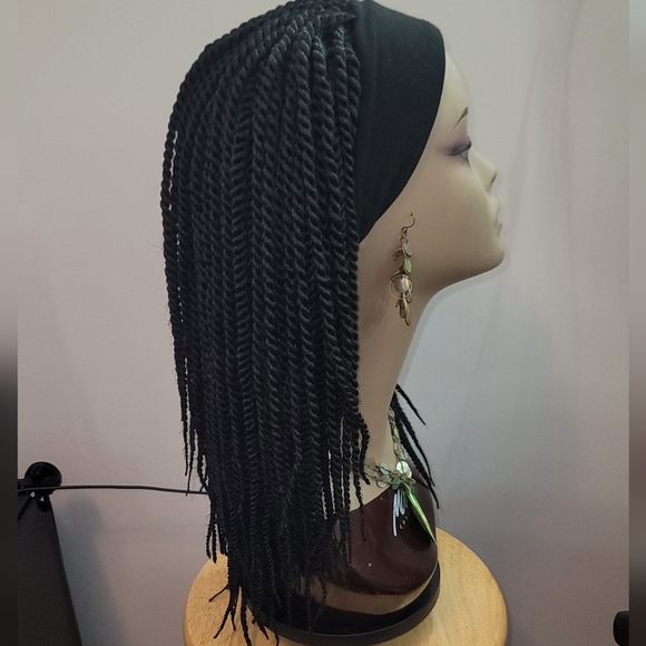 New Handmade Senegalese Twists Headband Crochet Wig, 12 inches. Color #1b - Picture 5 of 9
